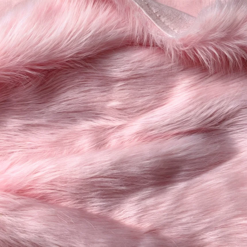 detail 1.9cm pink plush fabric